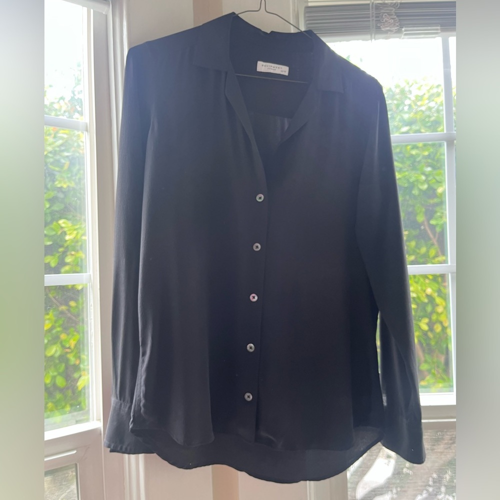 Equipment black button down silk shirt
